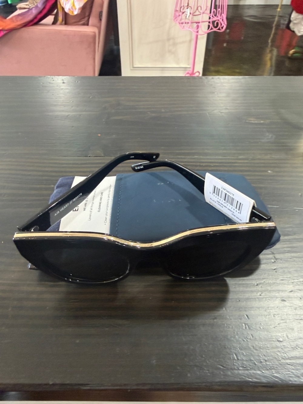 Le Specs Black Sunglasses with Gold Trim - Cat-Eye Style
